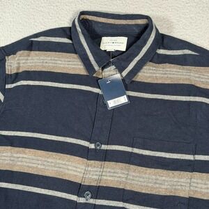 Lucky Brand Shirt Mens Medium Blue Striped Flannel Button Up Lightweight New